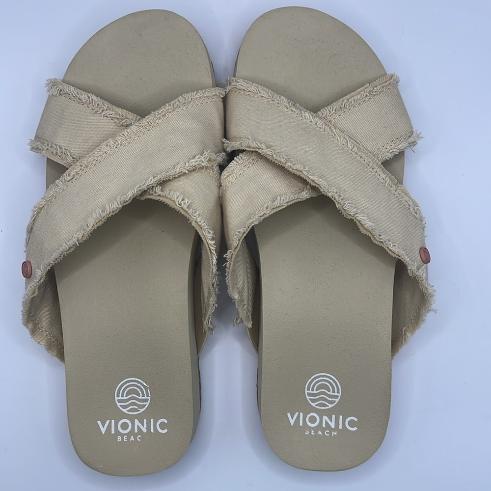 Vionic Beach Panama Sandals Women’s size 7 in cream